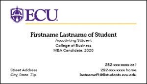 ECU Student Business Card Sample