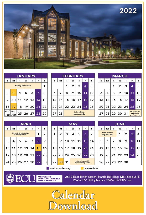 Ecu Spring 2022 Calendar University Printing And Graphics | University Printing & Graphics | Ecu